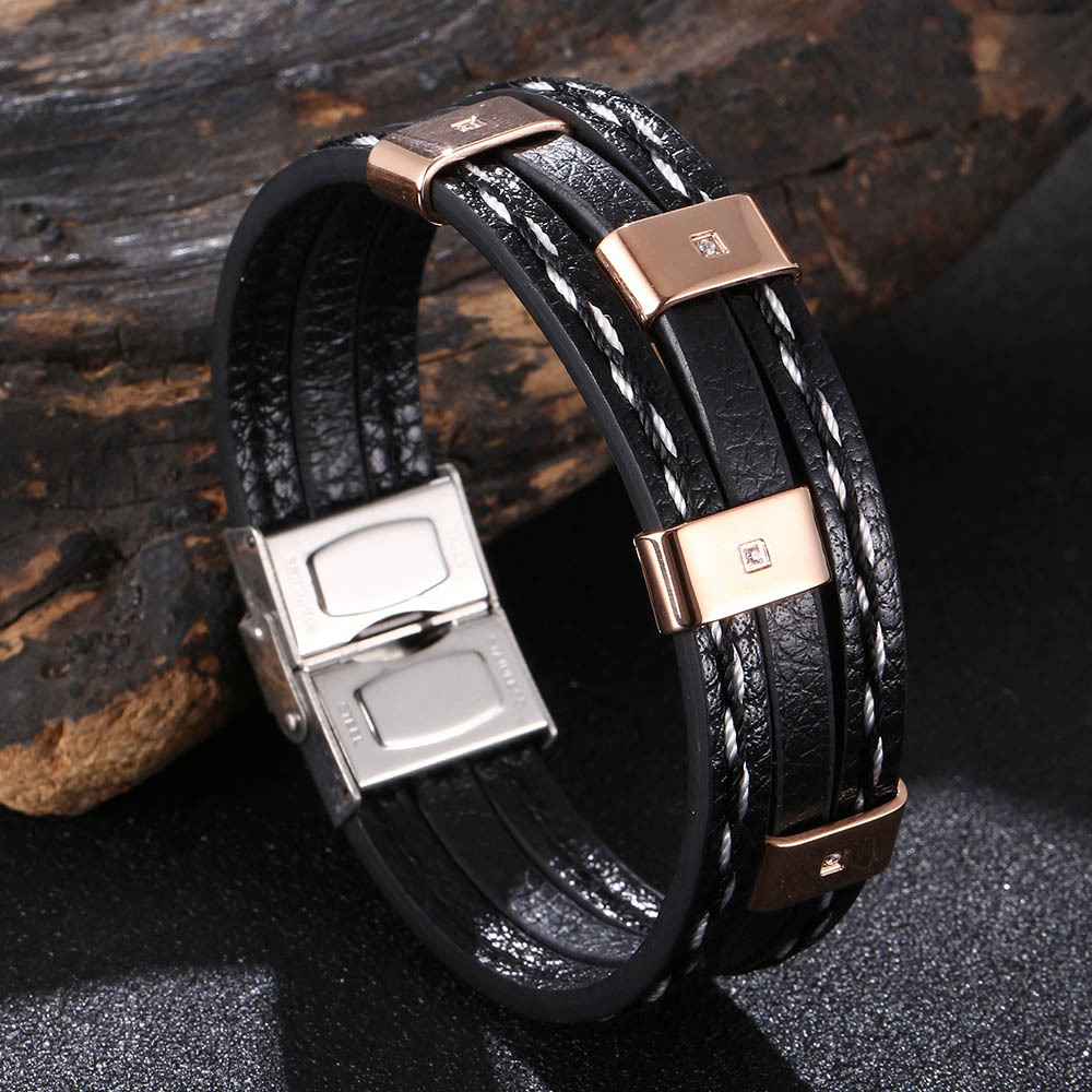 Black Leather [Rose Gold]: 165mm