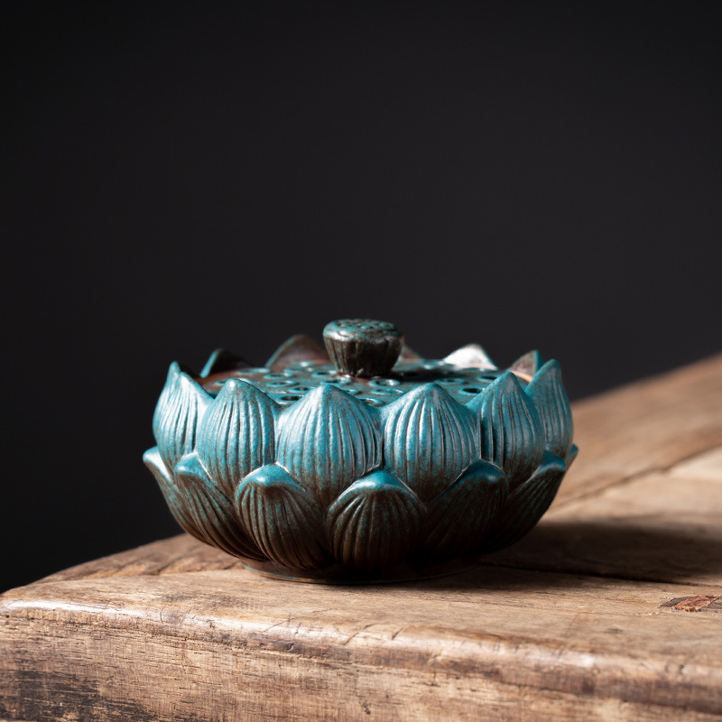 Lotus Table Incense Burner - Kiln Turns Green