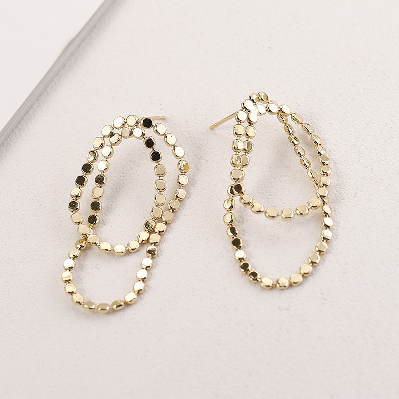 1:11# Gold Lentil Bean Chain Stud Earrings