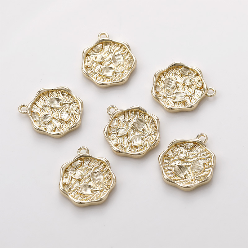 5# Gold round flower [1 piece] about 15*17mm