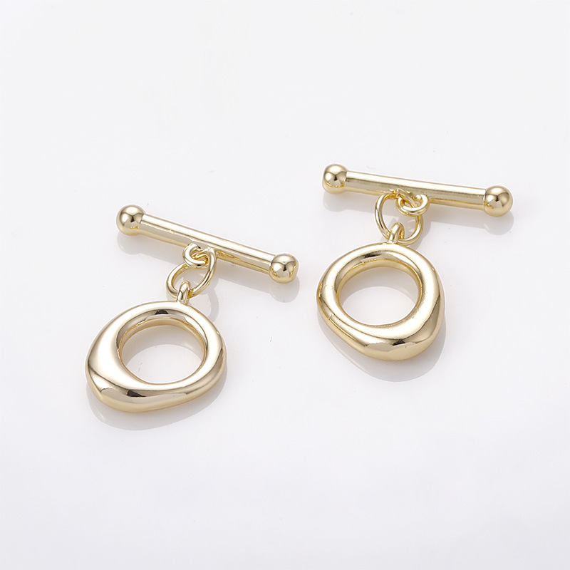 3:3# Golden Small Irregular Round OT Buckle [1 Set] Overall Length About 16*19mm