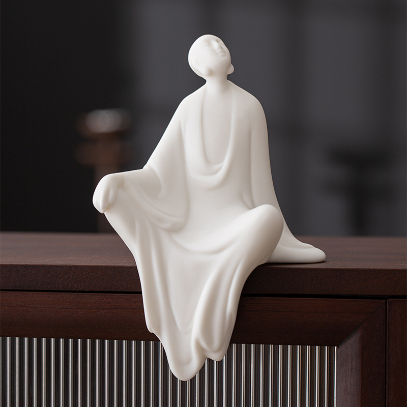 1:White Porcelain Ornament-Draping Clothes-Zen 11*6.2*16cm