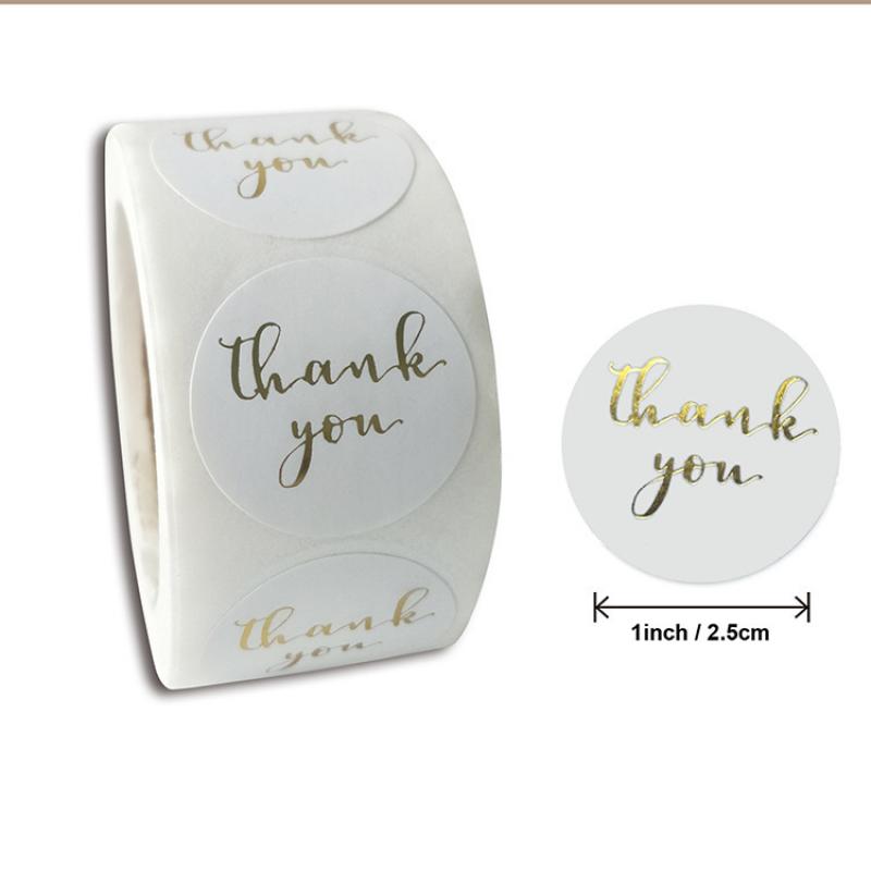 THANK YOU 2 inches (50MM) in gold on white