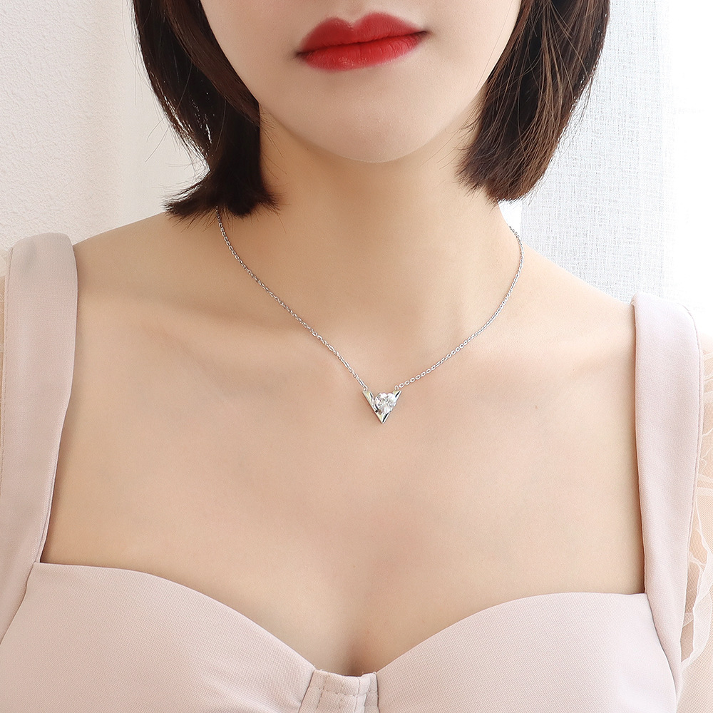 P203 Steel White Diamond Necklace