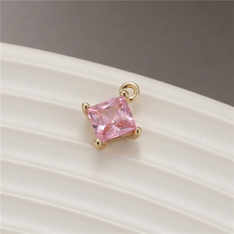 14K Gold H-0925 Pink Single Hanging 6x8mm