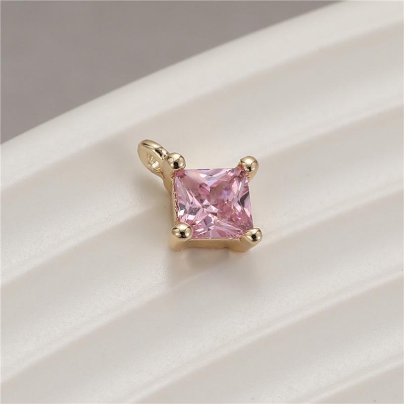 14K Gold H-0927 Pink Single Hanging 5x7mm