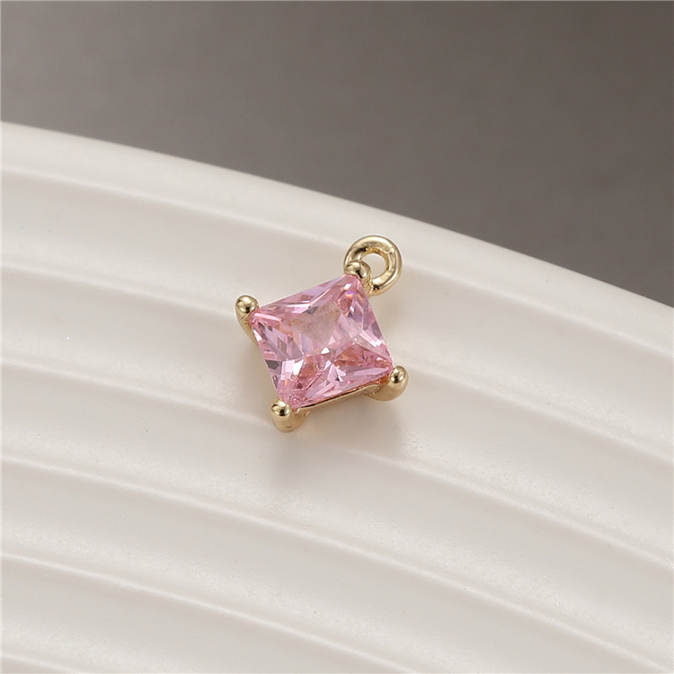 1:14K Gold H-0925 Pink Single Hanging 6x8mm