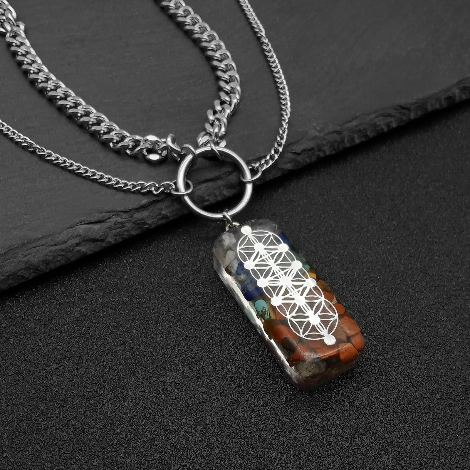 2:Colorful Gemstone Chips Pendant