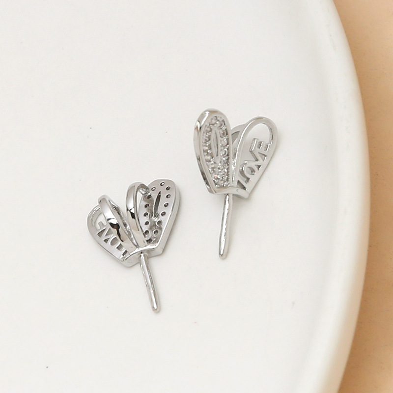 2:2#LOVE rabbit ears white gold 11x9mm