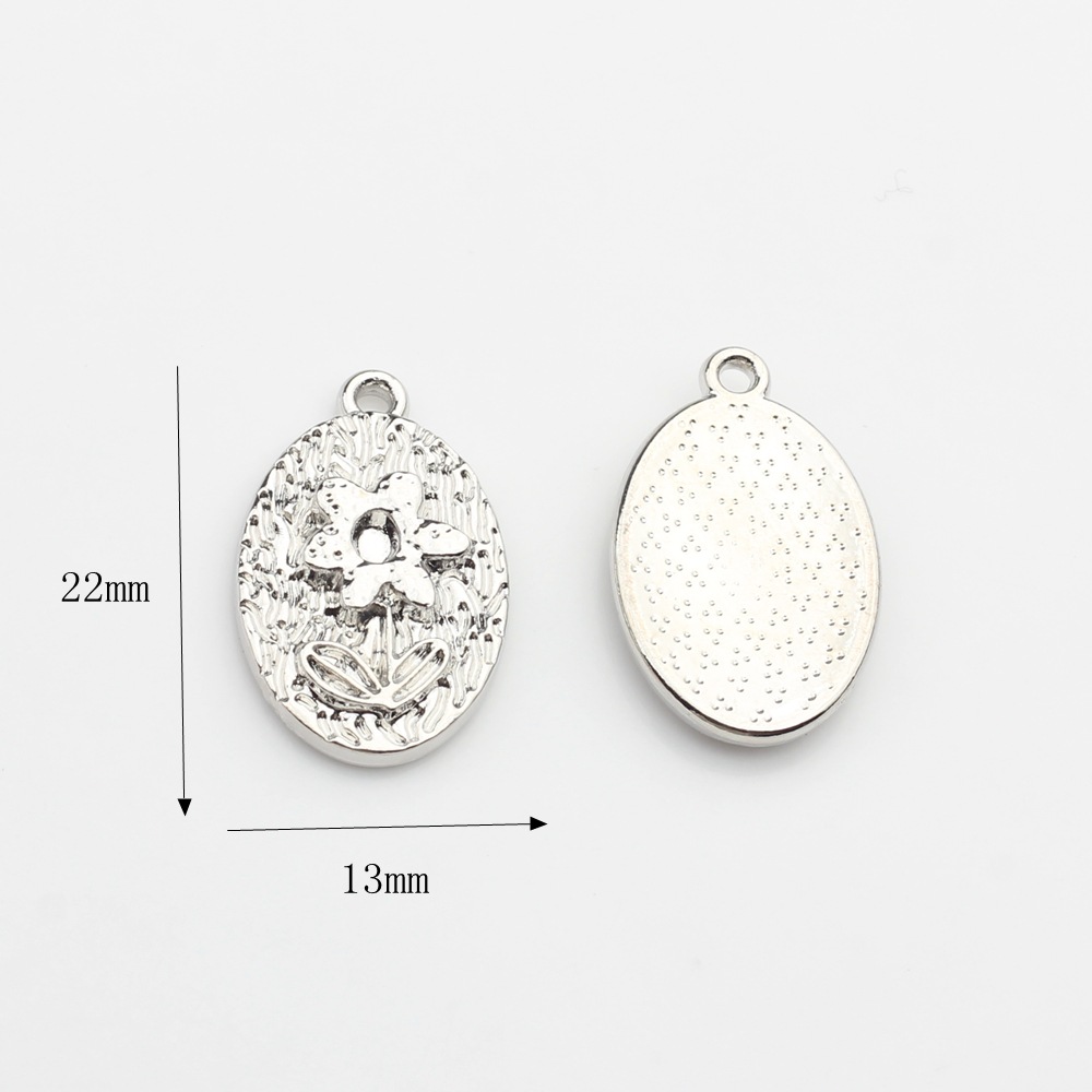 Silver-Flower 13x22mm