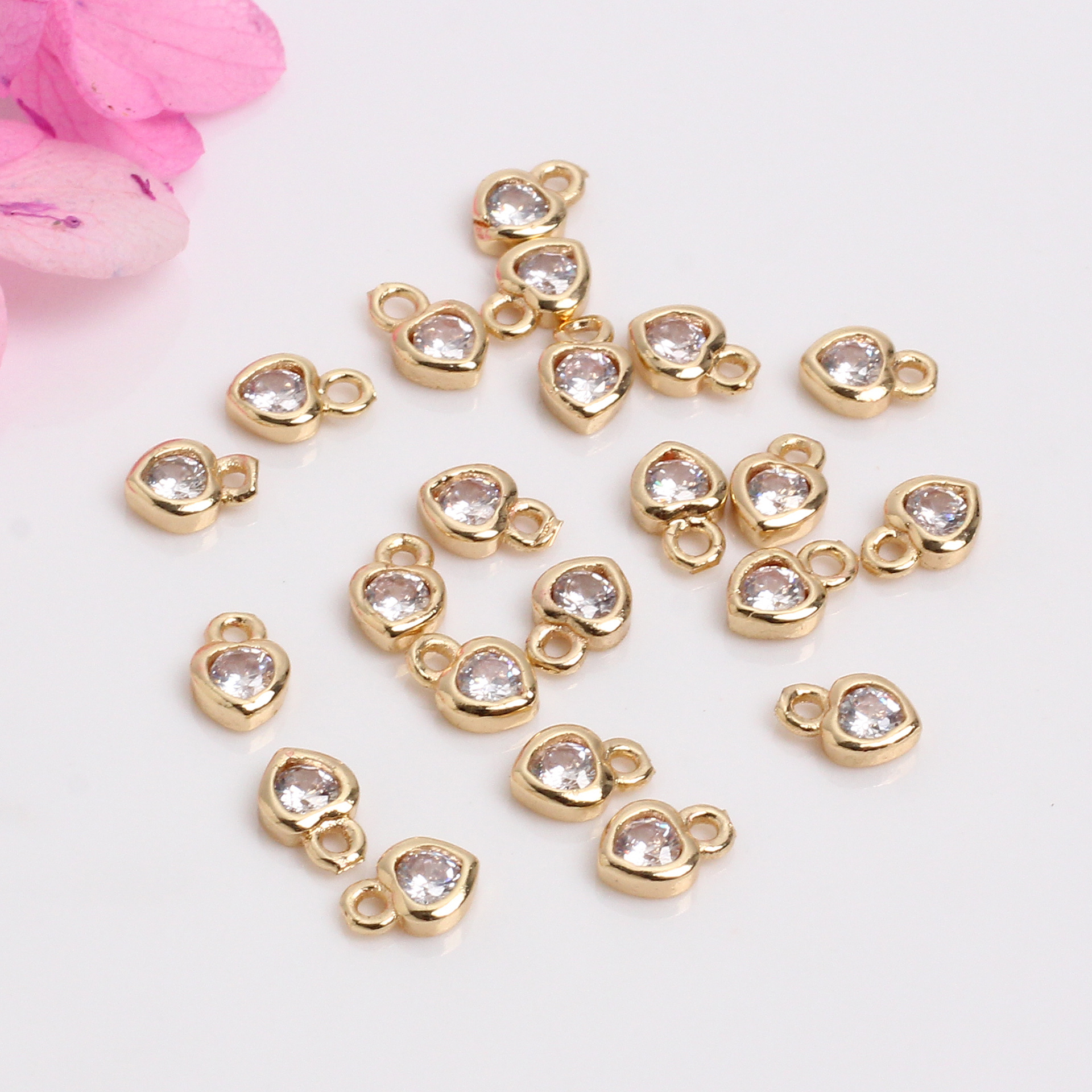 14K Gold color 5mm heart shape