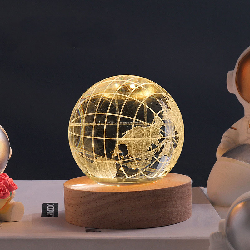 Big earth(6cm crystal ball + base) white light (US