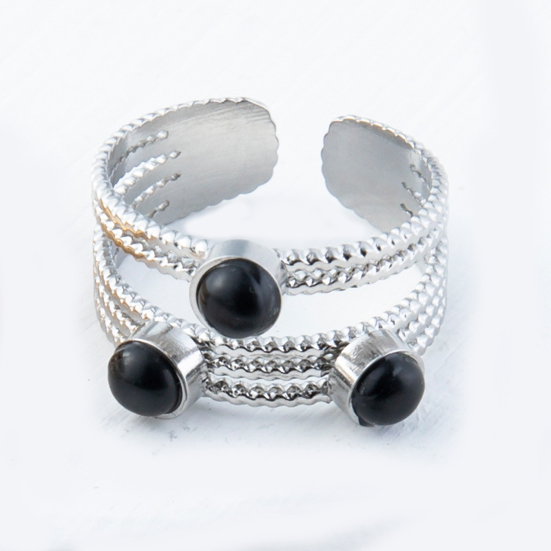 Steel color three stone black