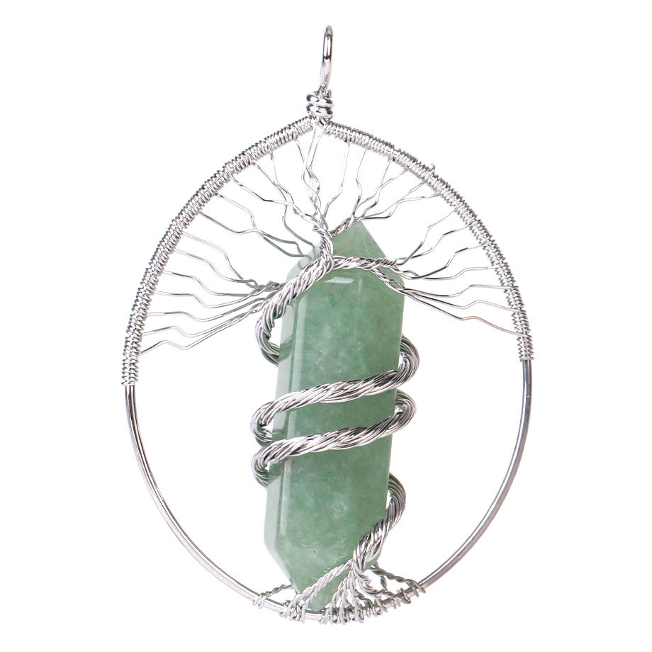 Green Aventurine-Platinum Plated