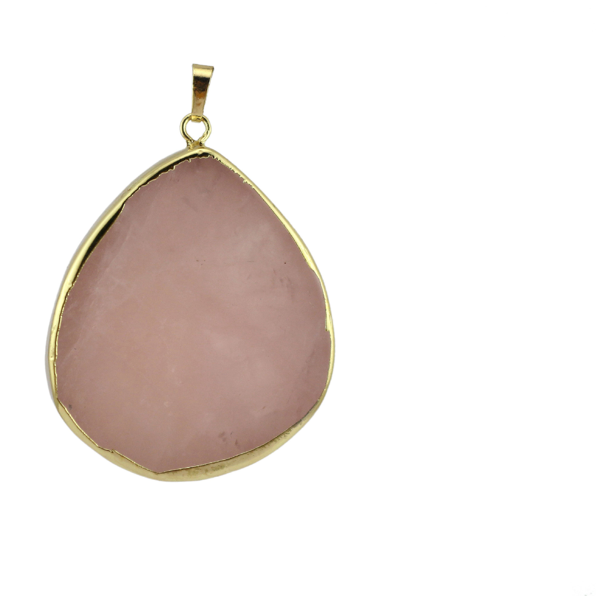 Pink Quartz Rough Pendant - Gold