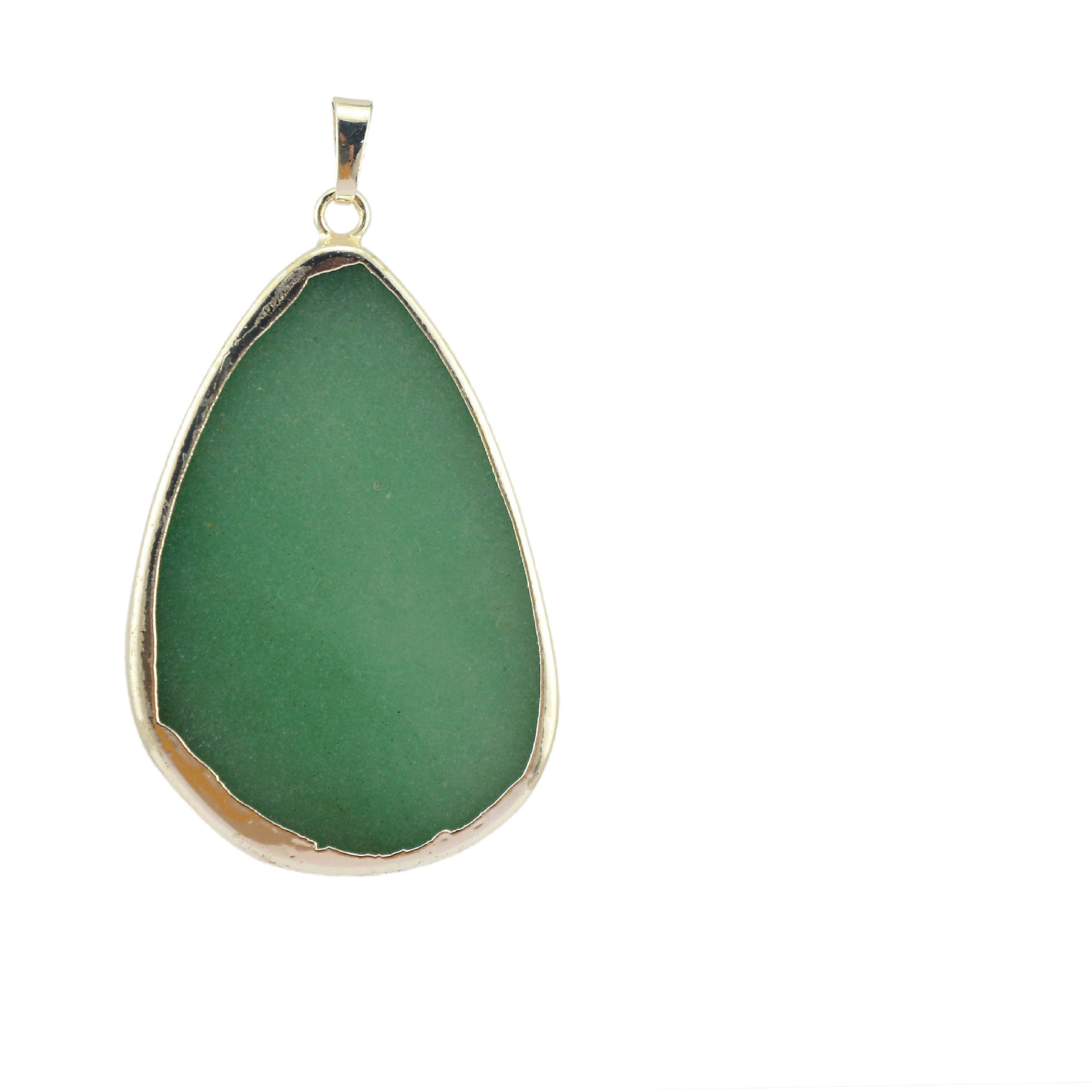 Green Aventurine Rough Stone Pendant - Silver