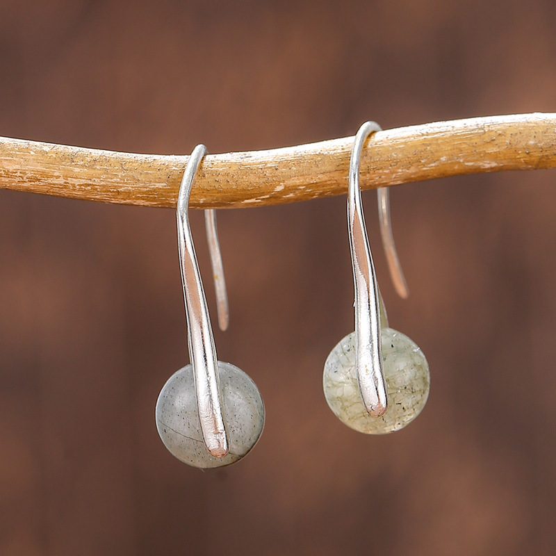 labradorite silver ear hook