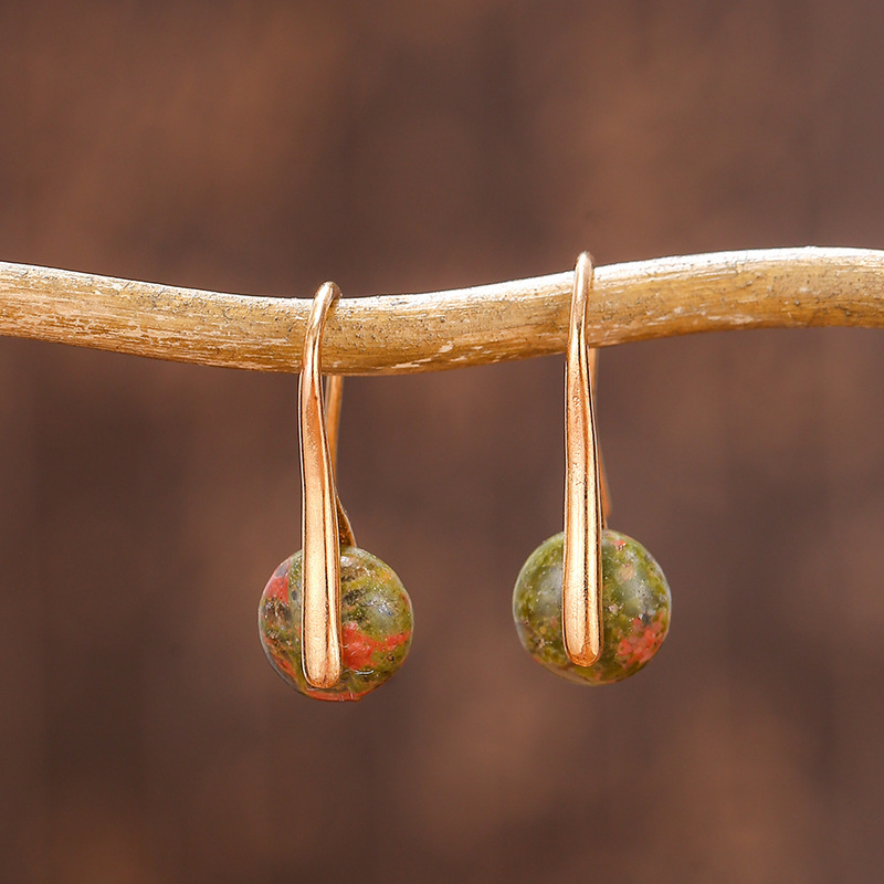 11:Unakite golden ear hook