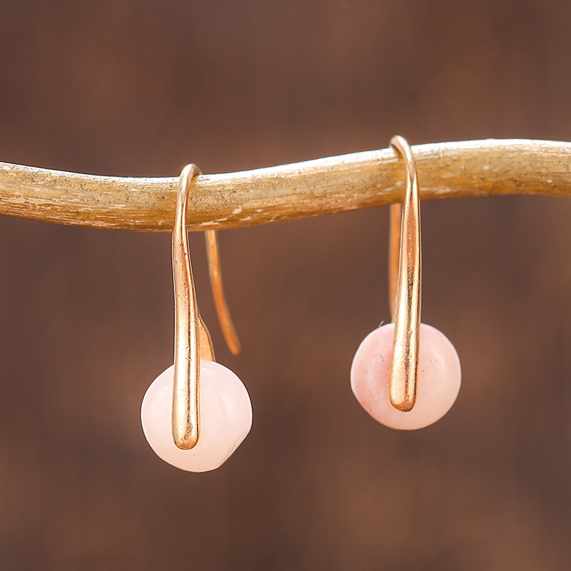 13:Pink Aventurine golden ear hook