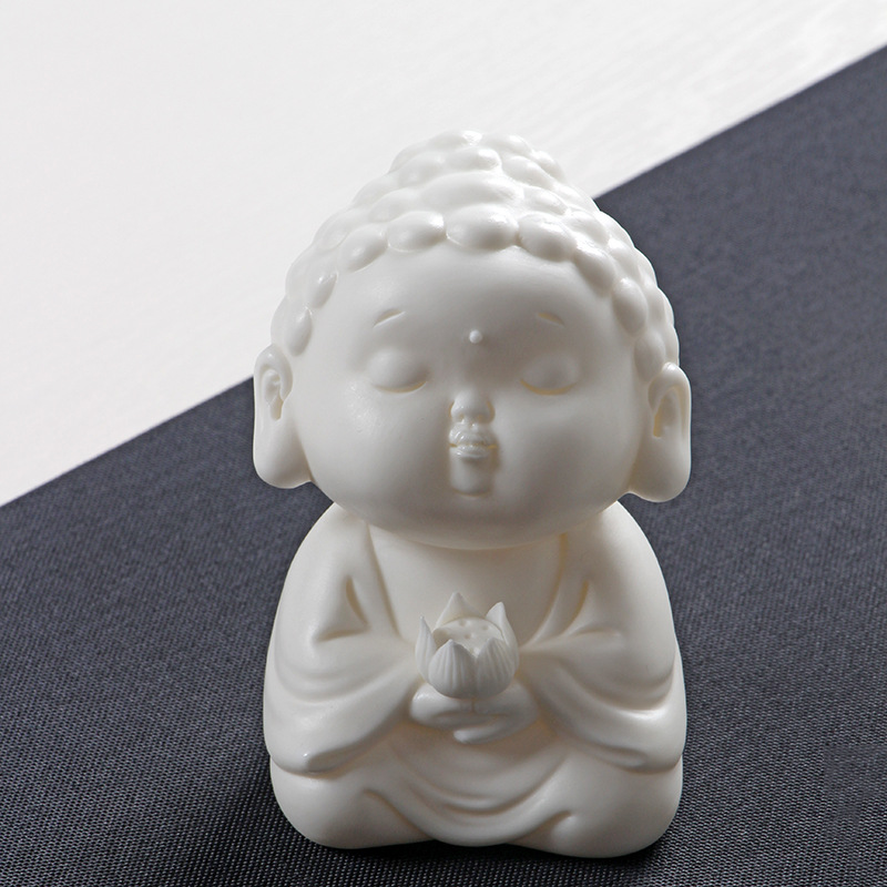 Ping An Buddha Stillness-White Porcelain 6.5*6.5*9