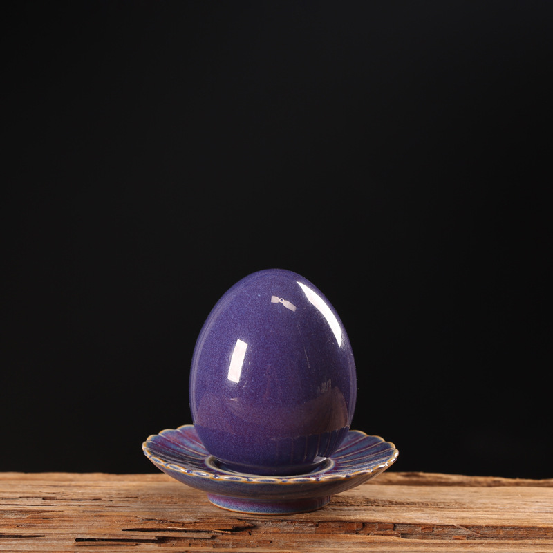 Egg-shaped tea pet ornament-Jun Porcelain