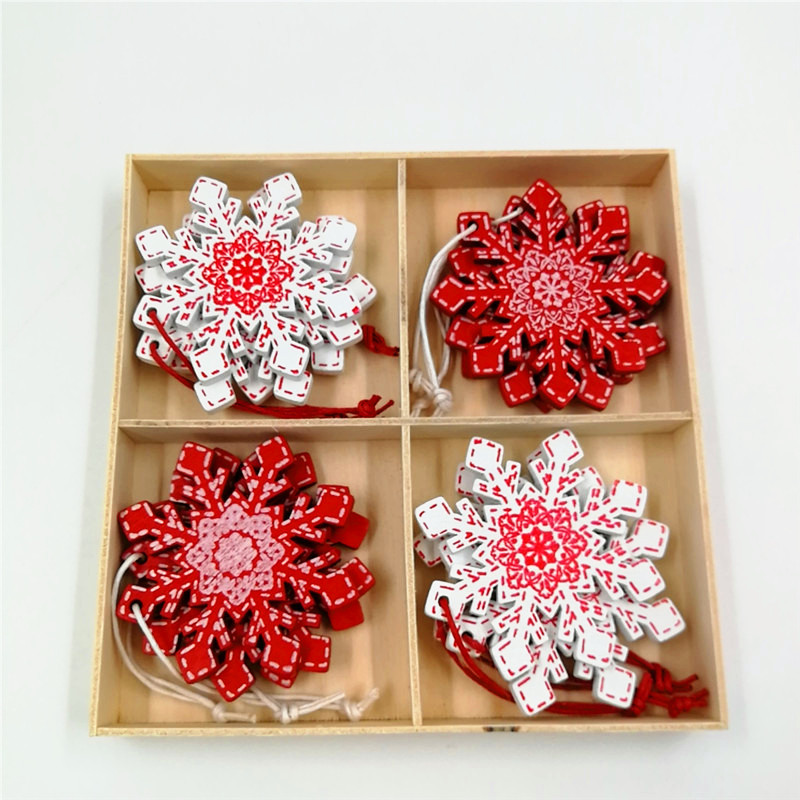 12 snowflakes (red 6 white 6)