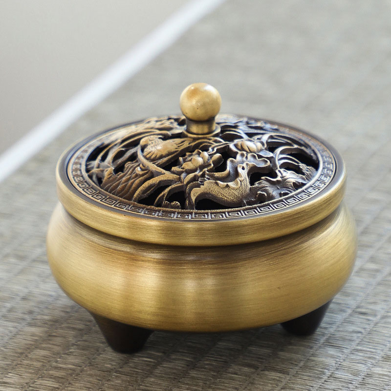 Small three-legged mandarin duck cover-brass 8.5*7