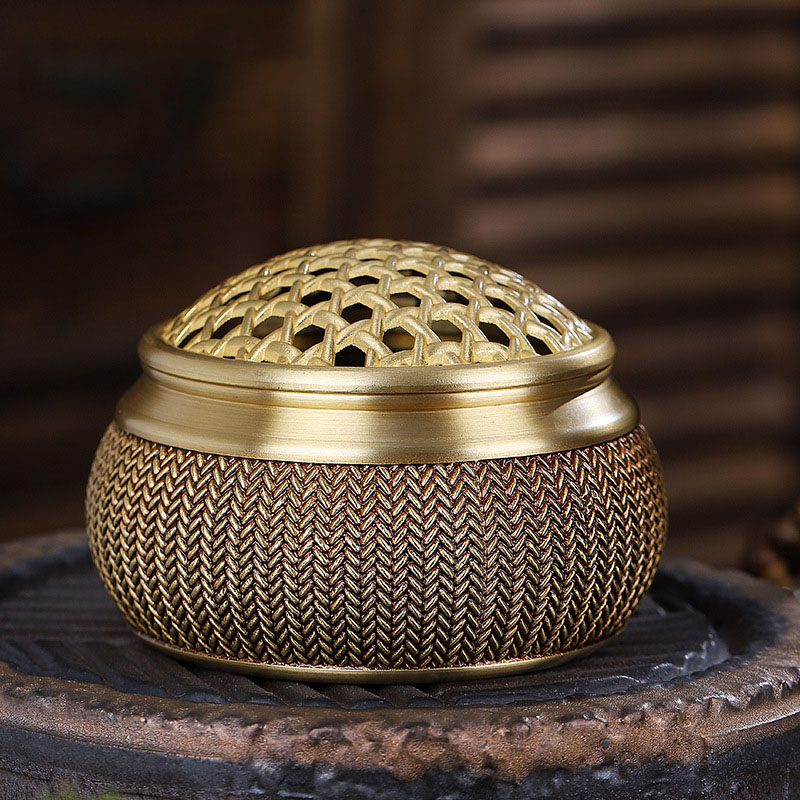 Harvest Full Basket Copper Incense Burner 10*7cm