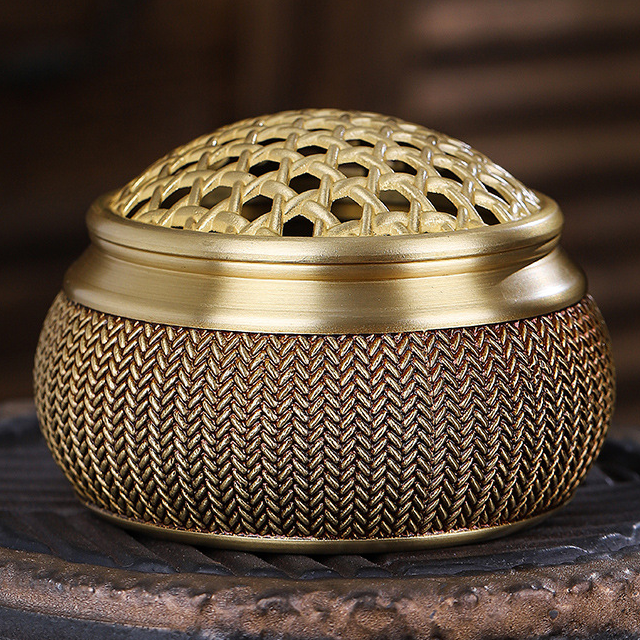 2:Harvest Full Basket Copper Incense Burner 10*7cm