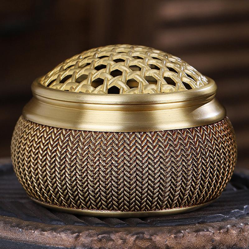 Harvest Full Basket Copper Incense Burner 10*7cm