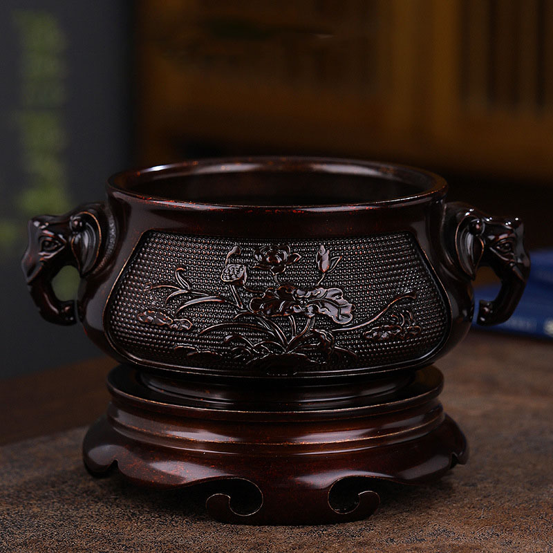 Elephant Ear Lotus Stove Large-Bronze 16*9.5cm