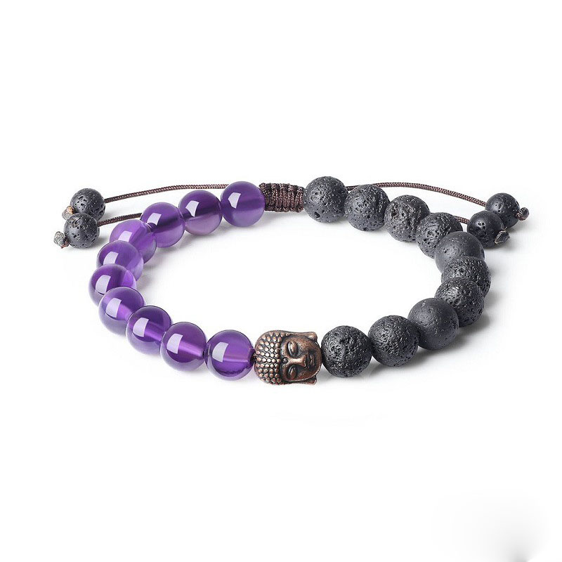 8mm amethyst+volcanic stone