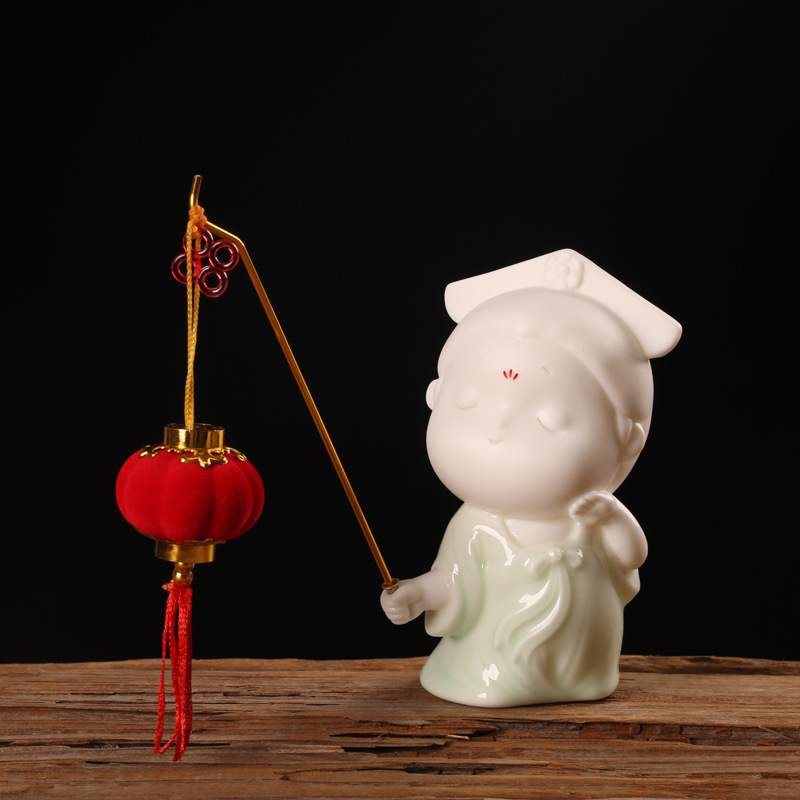 5:Xiaogong'e Lantern Ornament - Celadon Touching Noodles (Send incense   Small Lantern)