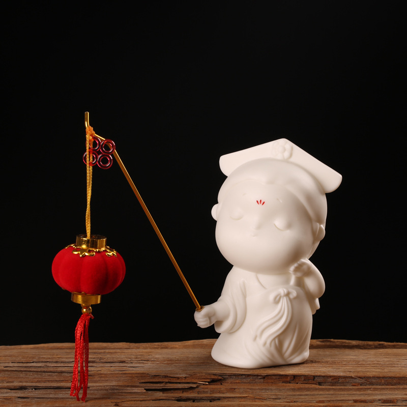 6:Xiaogong'e Lantern Ornament - White Porcelain Noodles (Send incense   Small Lantern)