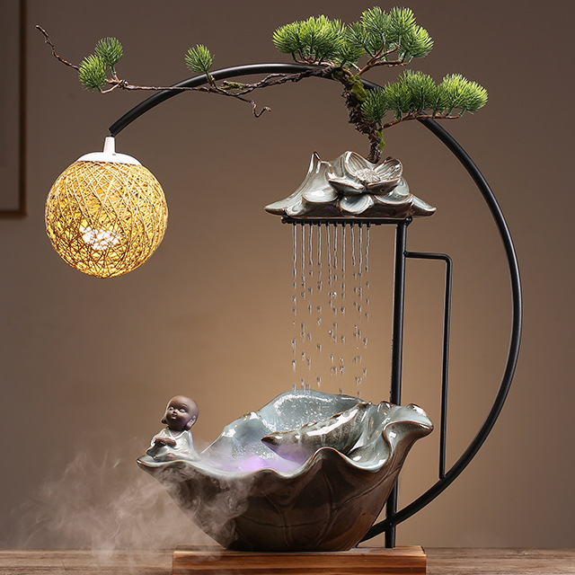 9:Lotus rhyme Rattan lamp water machine - Poetry book monk   atomizer 48.5*17.7*63cm