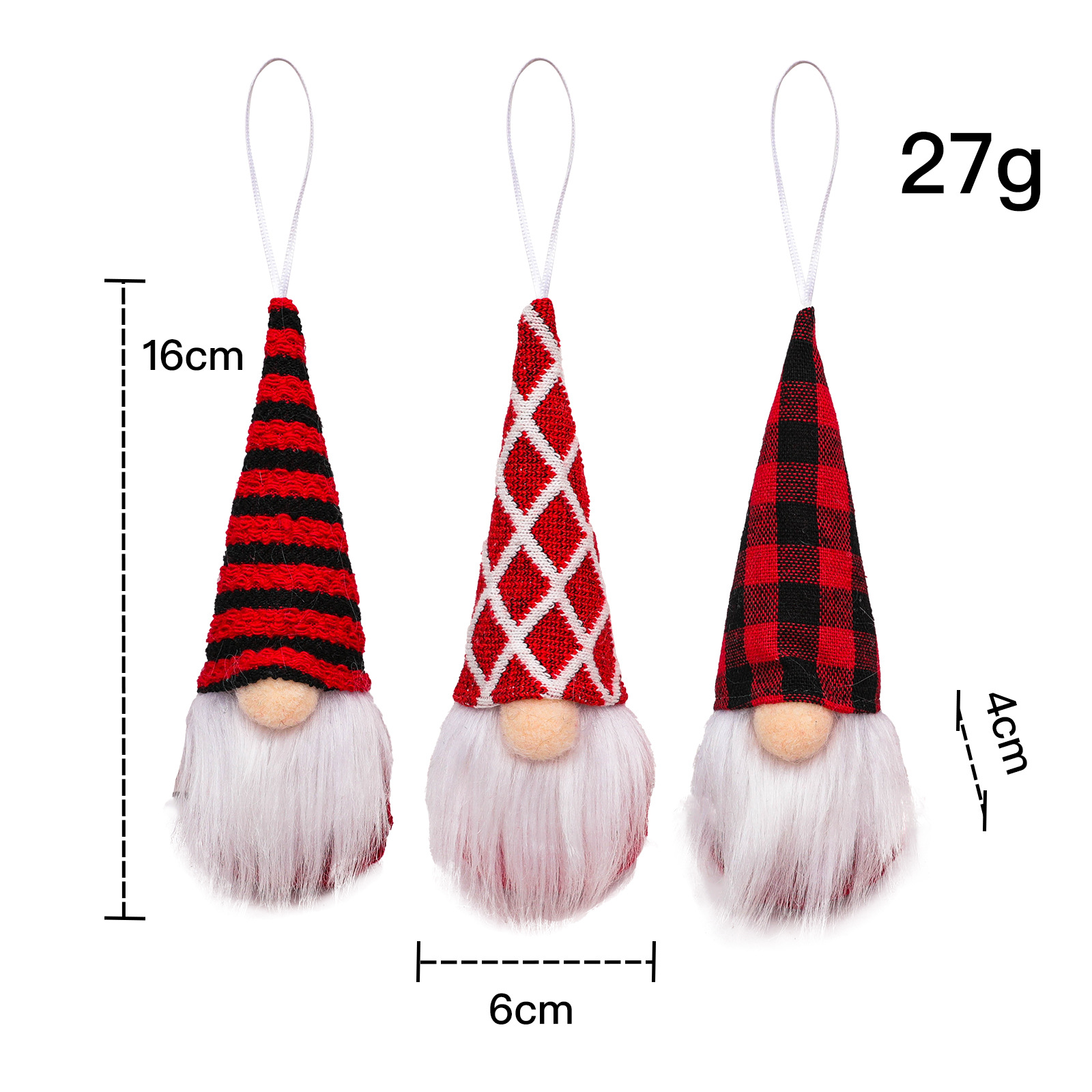 Plaid cloth faceless pendant three-piece set