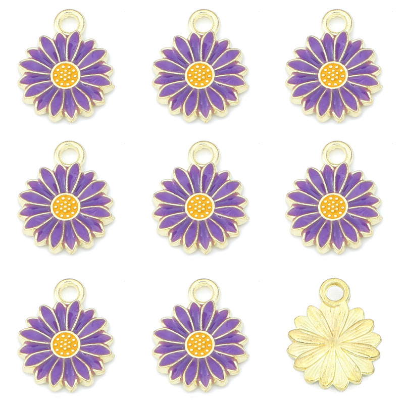 Diameter 13mm purple oil drop flower 5 / package