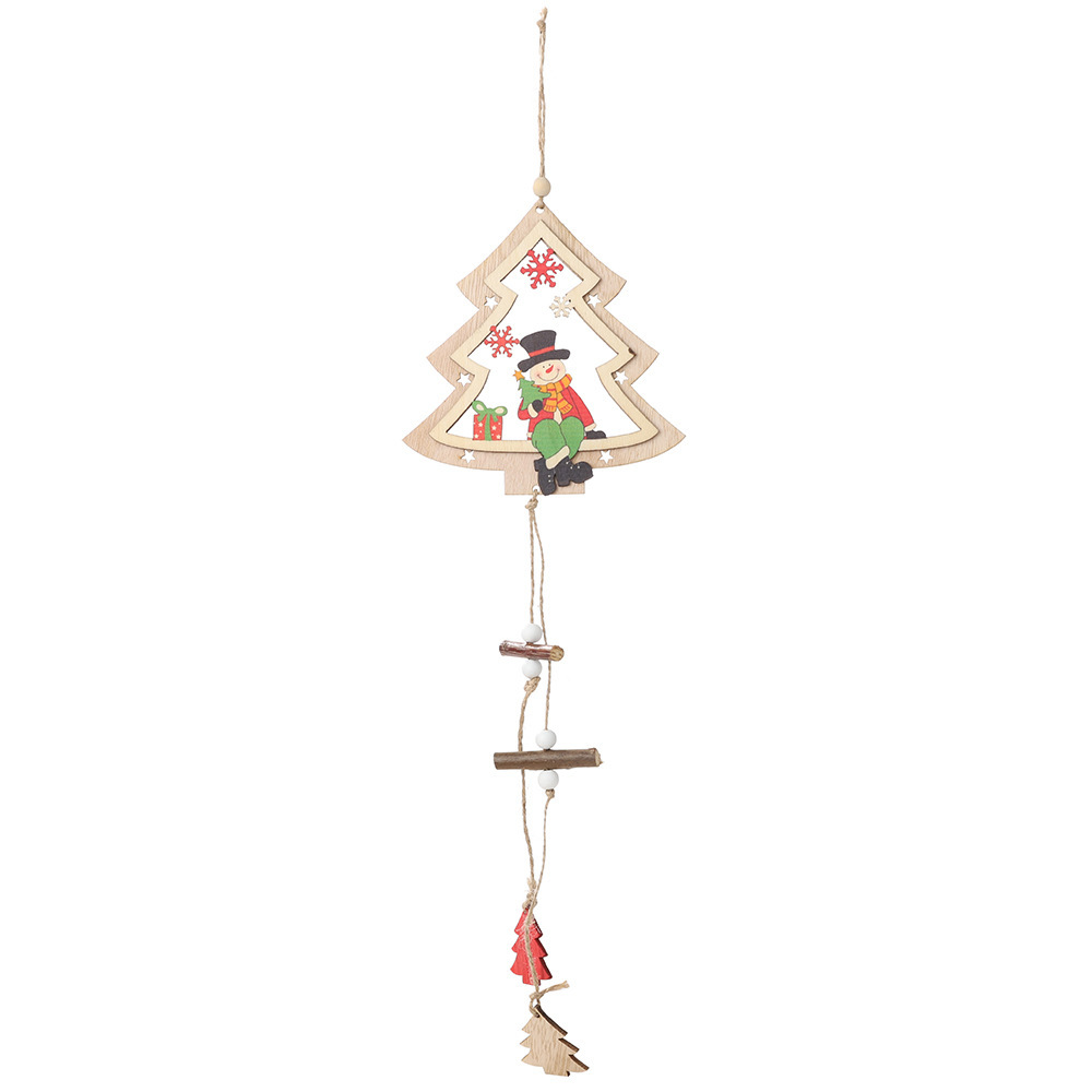 2:Wooden tree pendant snowman model 42x13cm