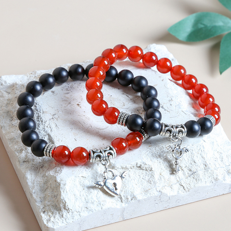 Matte Black Stone,Red Agate 1