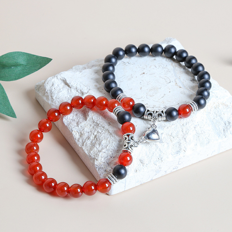 Matte Black Stone,Red Agate 2