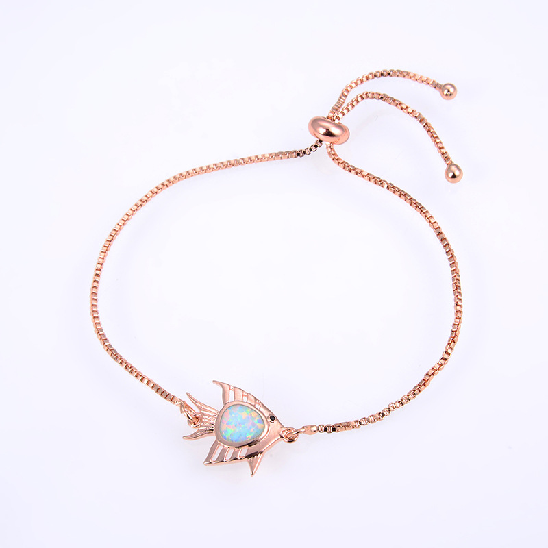 24:Rose gold white single fish Opal