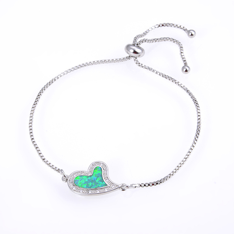 White gold green Heart Aubergine