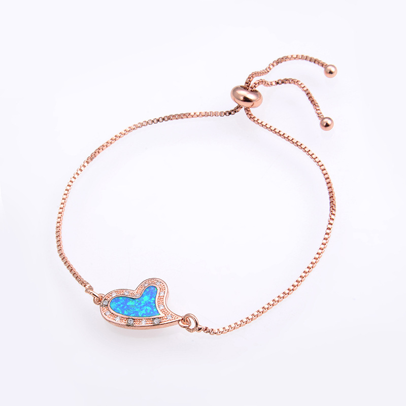 Rose gold Blue Heart Opal