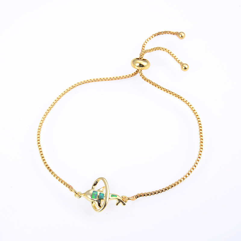 Golden green dolphin collar O 'Poole