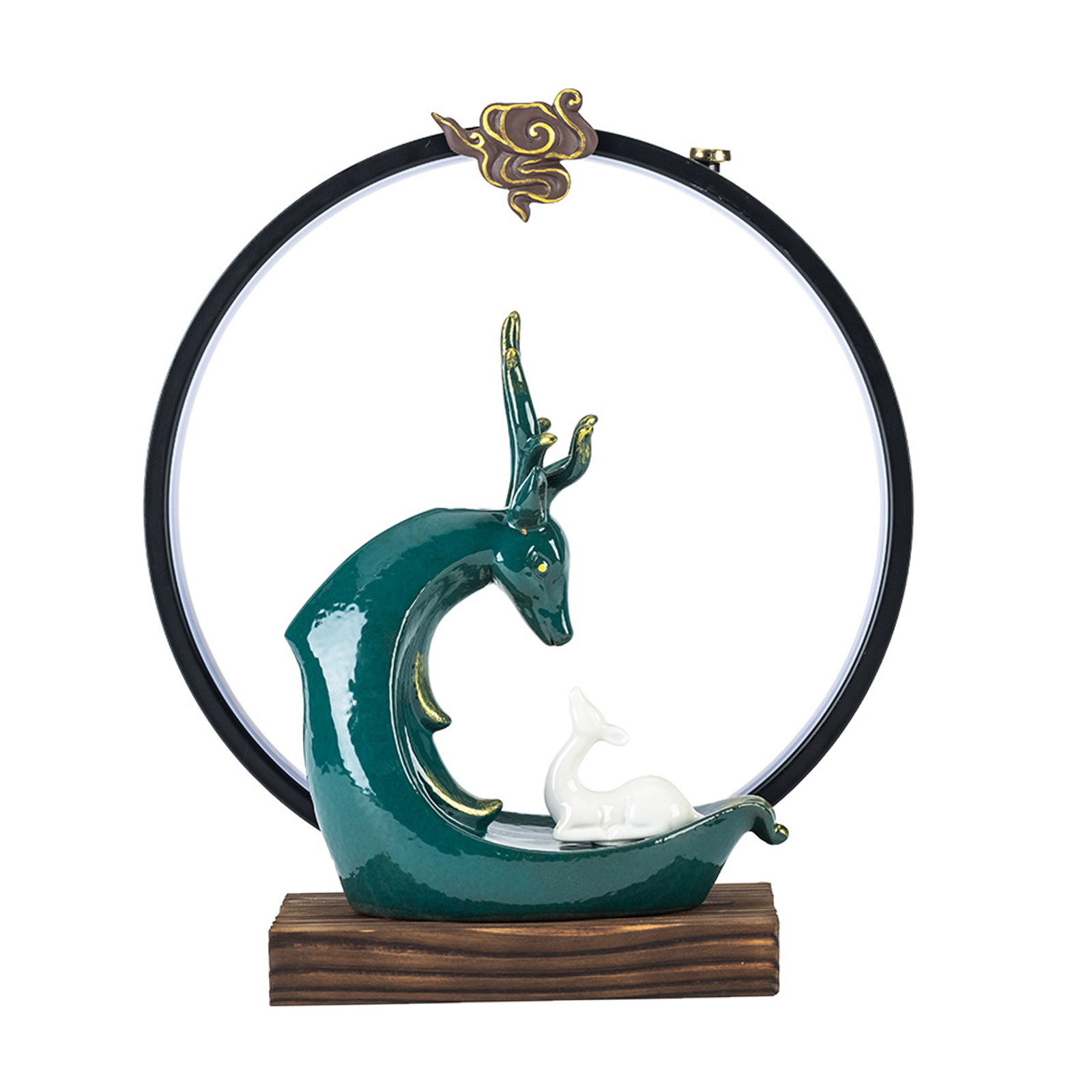 Blue auspicious deer (white deer) lamp ring