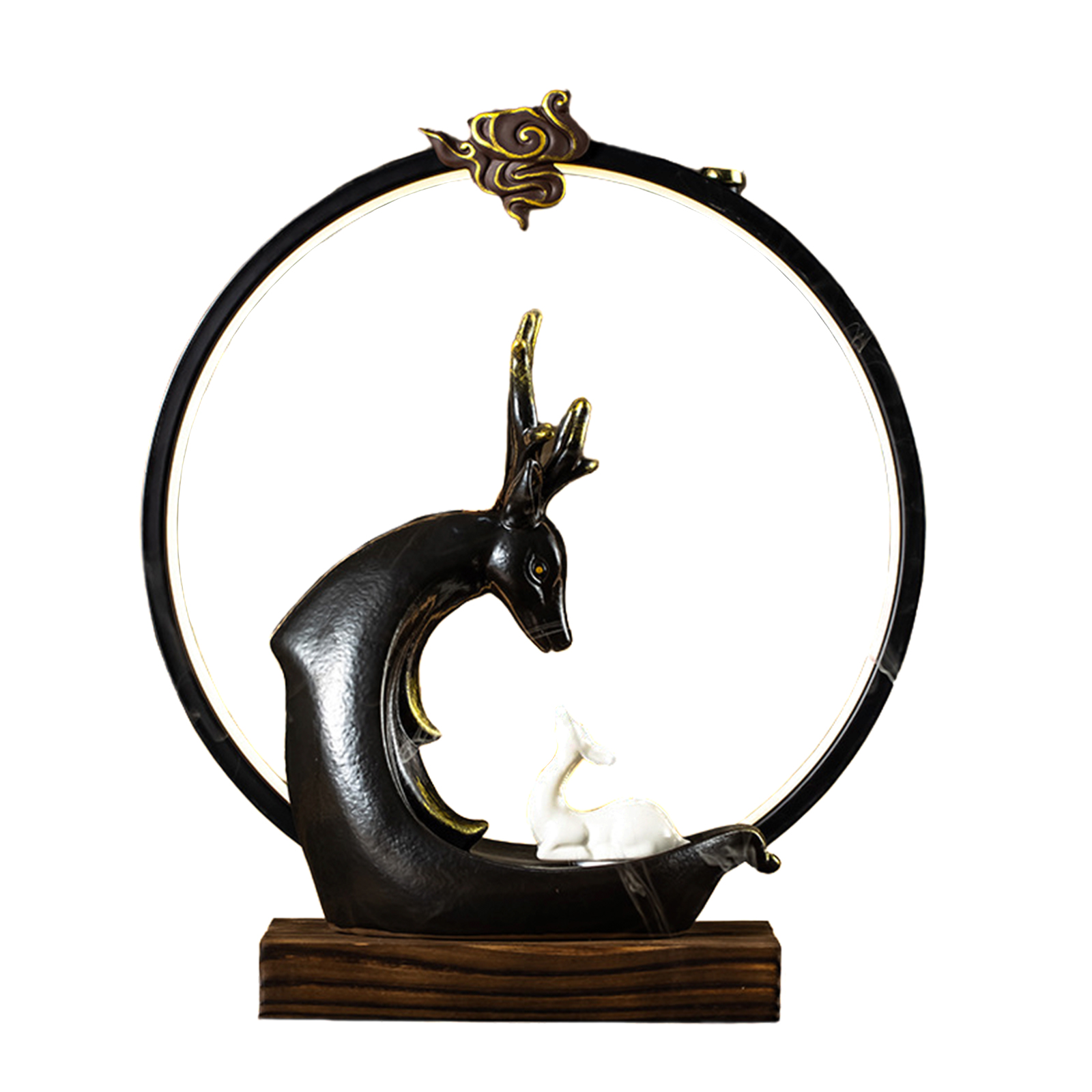 Black auspicious deer (white deer) lamp ring