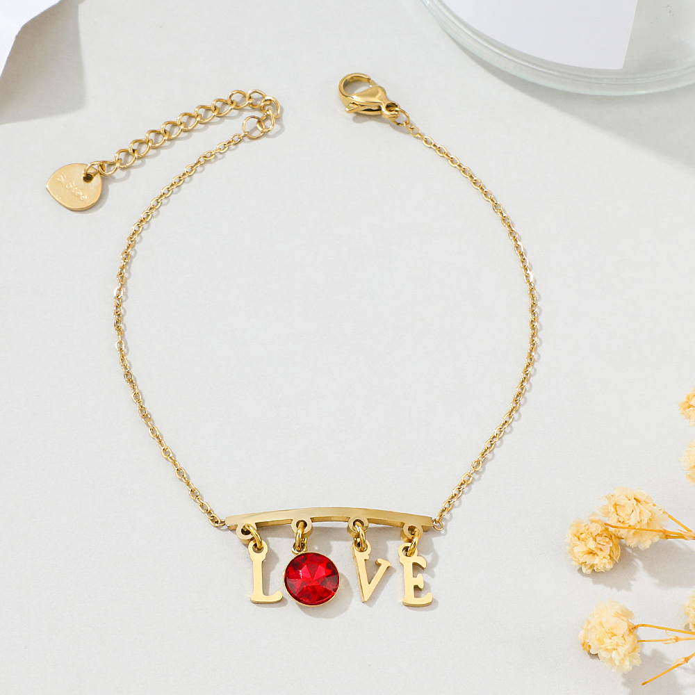 3 gold color plated with red rhinestone