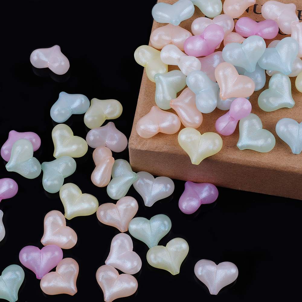 Peach heart beads 10 * 12mm 50