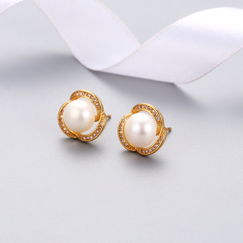 Gold Earring Stud Component Without Pearl