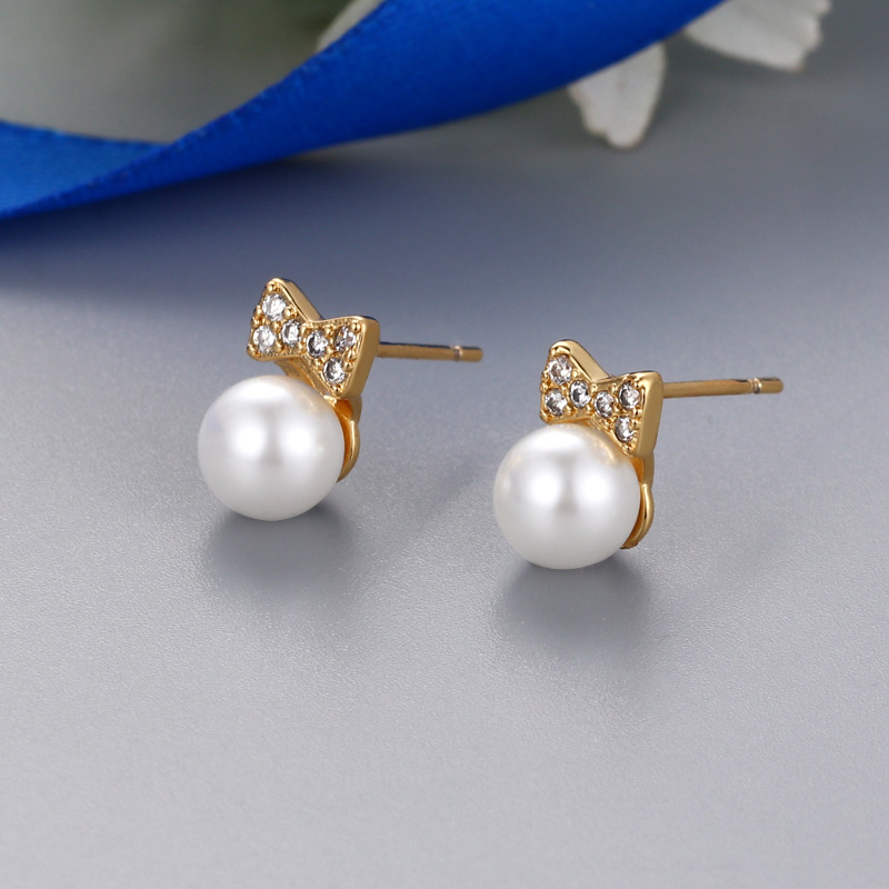 Gold Earring Stud Component Without Pearl